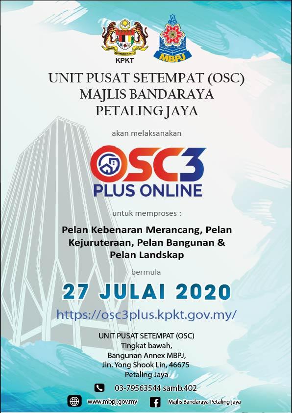 Makluman Penggunaan Osc3 Plus Online Untuk Memproses Pelan Kebenaran Pelan Kejuruteraan Pelan Bangunan Dan Pelan Landskap Bermula 27 Julai 2020 Portal Rasmi Majlis Bandaraya Petaling Jaya Mbpj