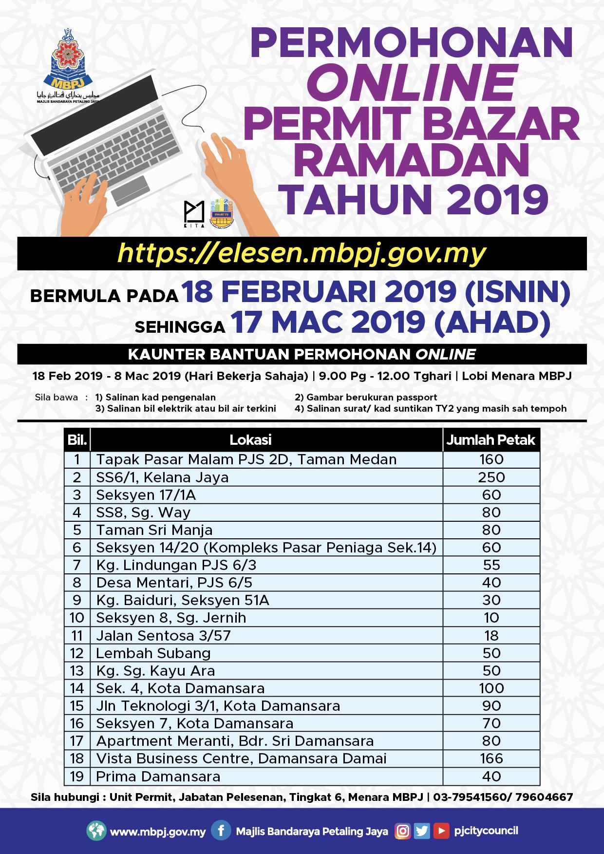 Permohonan Online Bazaar Ramadan Tahun 2019