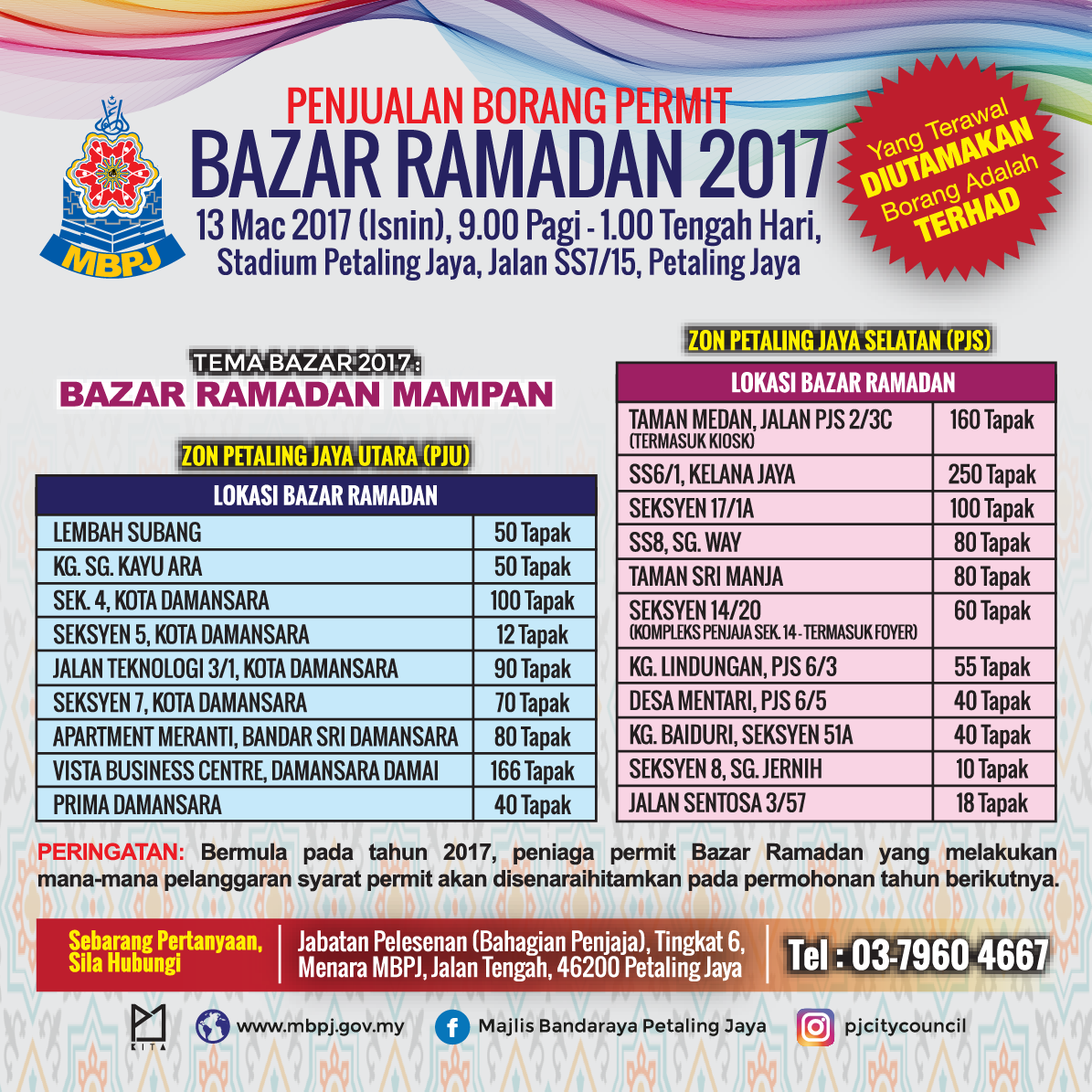 Penjualan Permit Bazar Ramadan 2017 Portal Rasmi Majlis Bandaraya Petaling Jaya Mbpj