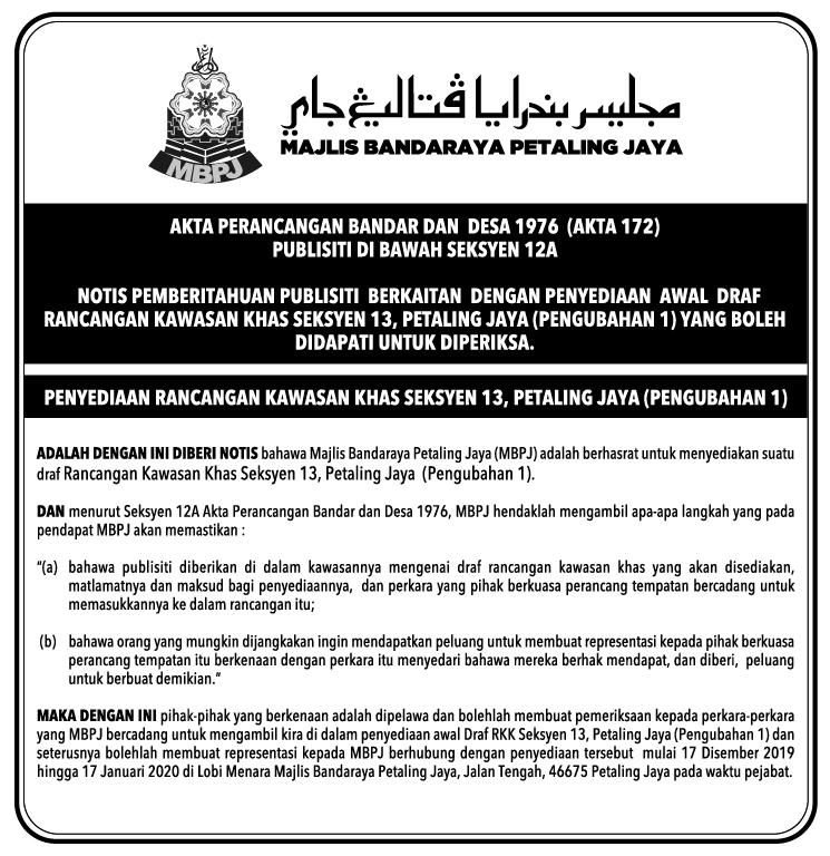 Notis Pemberitahuan Publisti Berkaitan Dengan Penyediaan Awal Draf